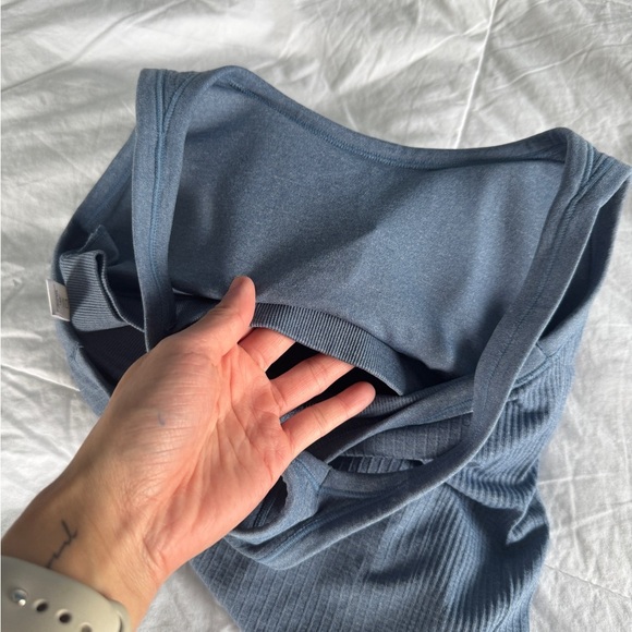 Blue Ribbed Racerback Tank Top – Size S, Athletic Workout Camisole - Picture 5 of 8